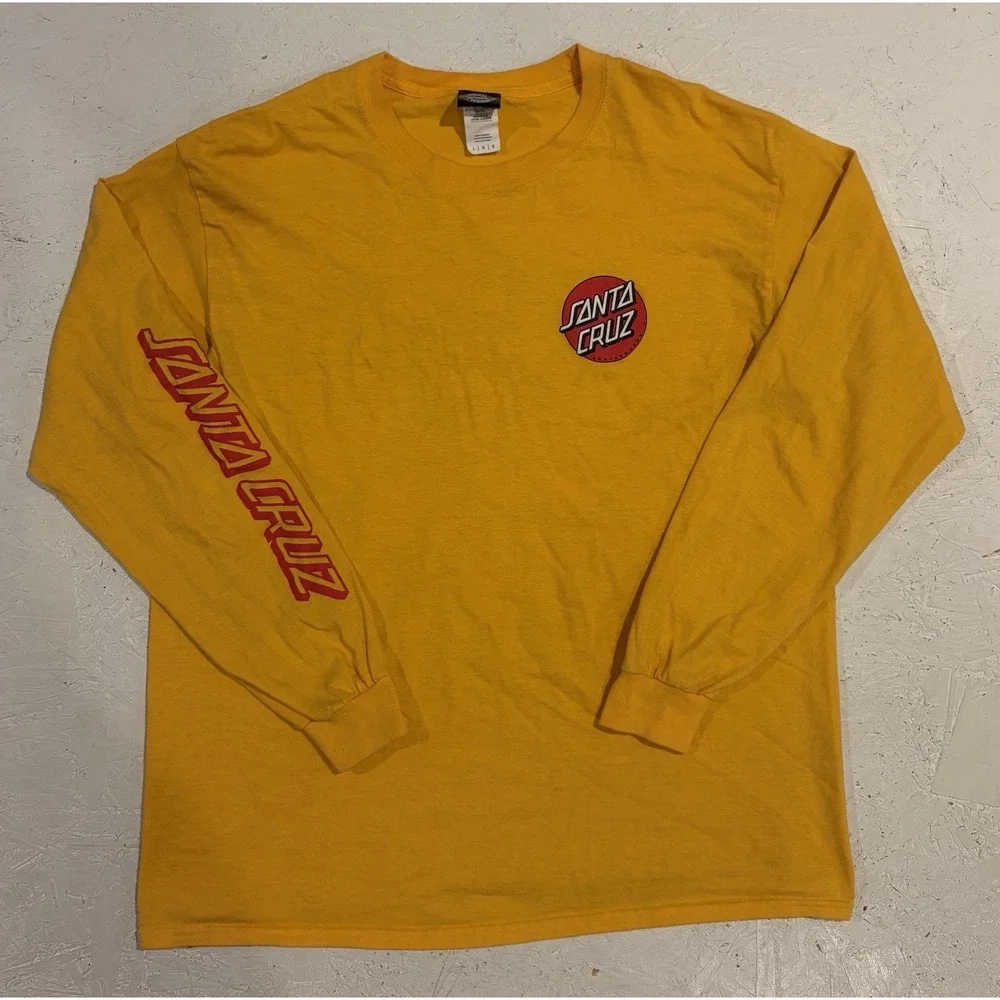 Santa Cruz Skateboards Long Sleeve Shirt Mens Large Yellow Red Skater - Picture 1 of 10